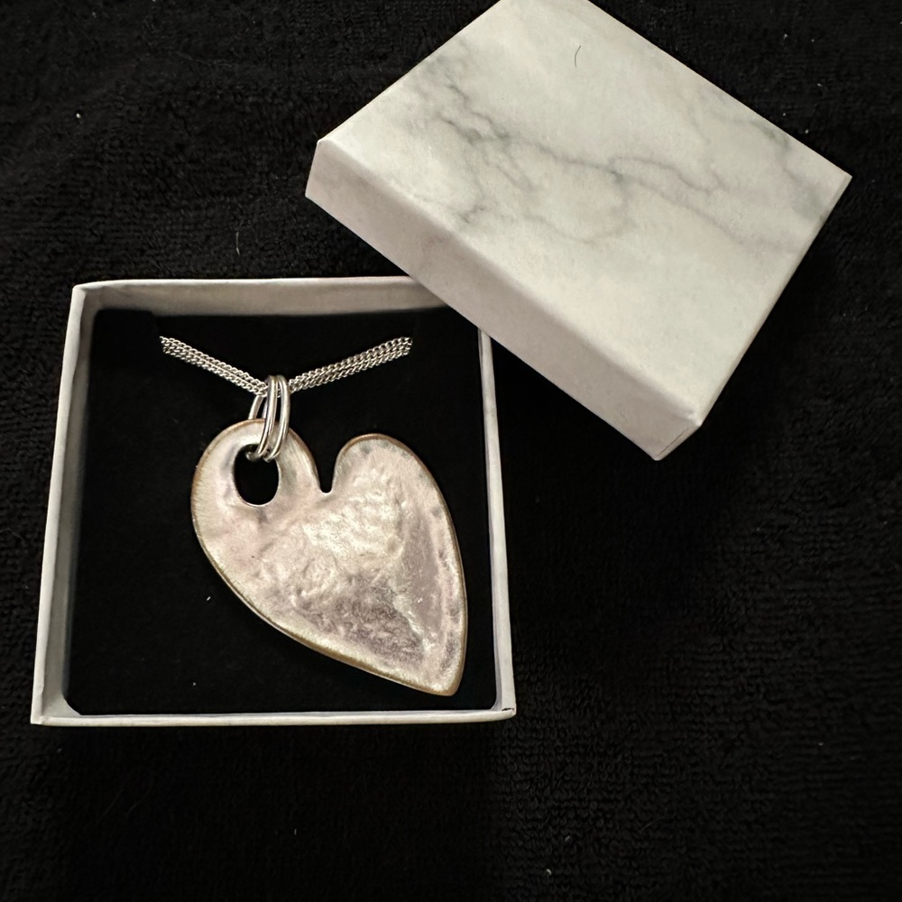 ROBERT LEE MORRIS SOHO Pink Metal Heart Pendant and Necklace